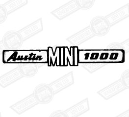 BADGE-BOOT LID-'AUSTIN MINI 1000'-'69-'75 EXPORT ONLY
