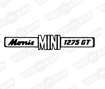 BADGE-BOOT LID-'MORRIS MINI 1275GT'-69-'75 EXPORT