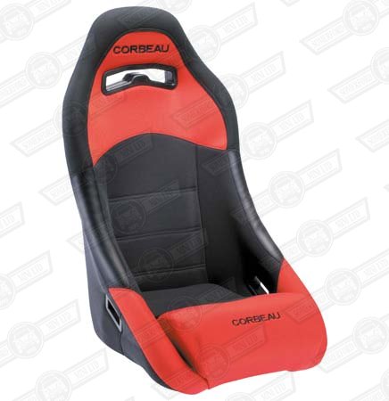 CORBEAU NEW CLUBMAN SEAT- BLACK OUTER/RED INNER, CLOTH