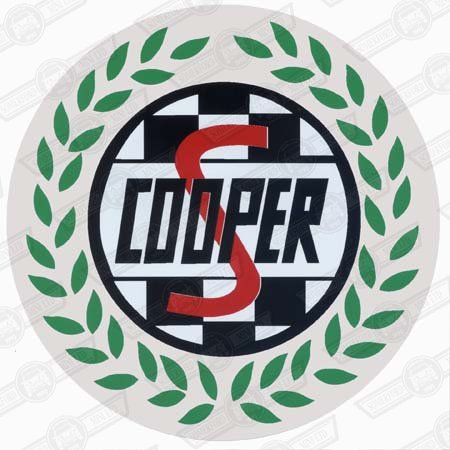 DECAL-'COOPER S' ROUND-GREEN LEAVES- ( JCconversion)