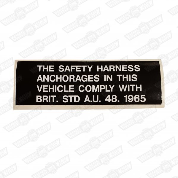 DECAL-SAFETY HARNESS ANCHORAGES COMPLIANCE-'80 ON