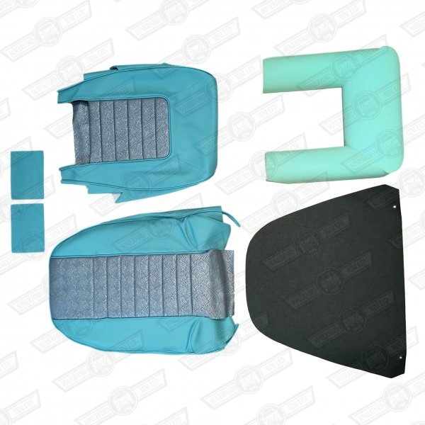 FRONT SEAT COVER KIT-(1)POW.BLUE/SILVER BROCA-61-67 RECLINER