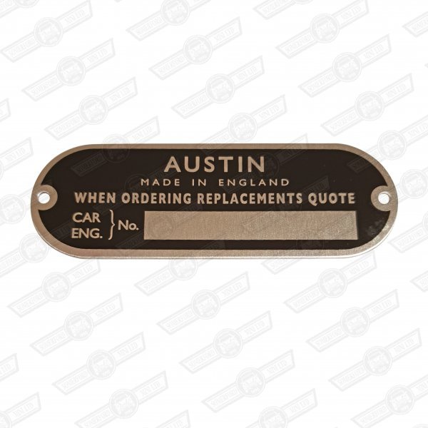 PLATE-CHASSIS NUMBER-'AUSTIN'-'59-'60 (no seat belts)