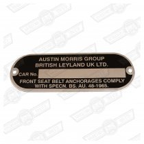 PLATE-CHASSIS NUMBER-'AUSTIN MORRIS'-'71-'75