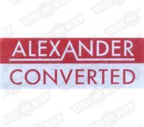 PLATE- SELF ADHESIVE, 'ALEXANDER CONVERTED'