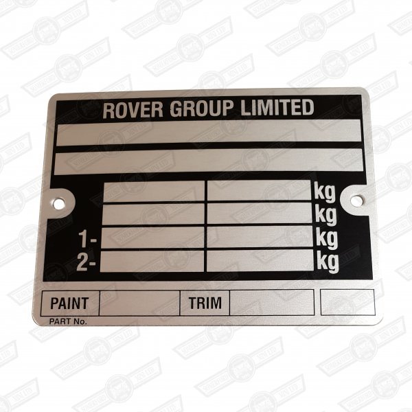 PLATE-VIN-'ROVER GROUP'-'88-'99