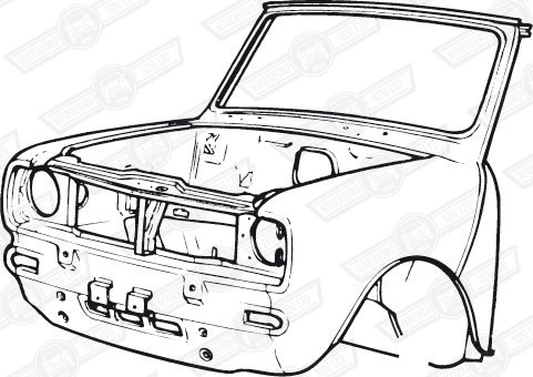 FRONT END ASSY.-CLUBMAN SOLIDLY MOUNTED-'69-75