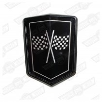 BADGE-BONNET'-X FLAGS 'SHIELD-RACING/FLAME