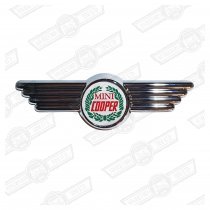 BADGE-BOOT LID-'MINI COOPER' WINGED LOGO- non genuine