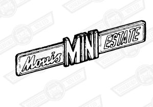 BADGE-REAR DOOR-'MORRIS MINI ESTATE'-'69-'75 EXPORT