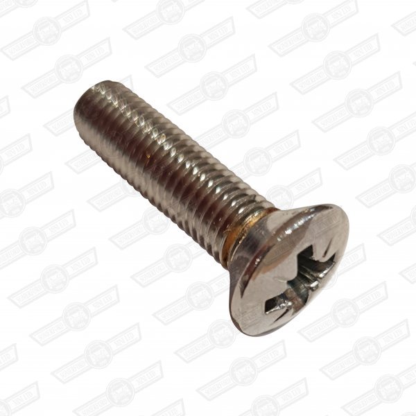 SCREW-CHROME, RAISED COUNTERSUNK, 1/4 UNF x 1'' (checkstrap)