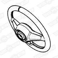 STEERING WHEEL-3 SPOKE-BLACK/RED RIM-'30' ETC