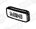 BADGE-STEERING WHEEL PAD-'MINI'-SILVER ON BLACK'88-'92
