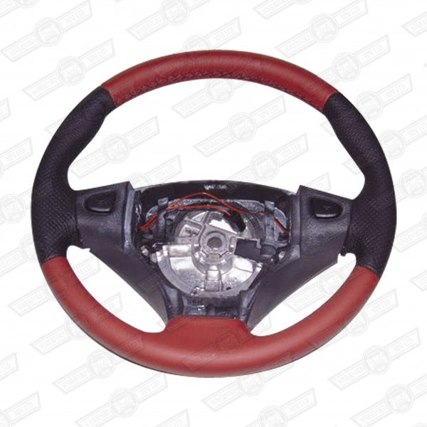 STEERING WHEEL-3 SPOKE-TARTAN RED/BLACK-SEVEN'00