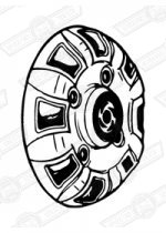 HUB CAP-PLASTIC-SILVER/BLACK-LEYLAND LOGO-'77-'82