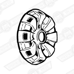 HUB CAP-PLASTIC-SIL/BLK-12'' WHEELS-1275GT-'74-'77 NO CENTRE