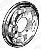 BACKPLATE-FRONT BRAKES-SINGLE LEADING-RH-'63-'64
