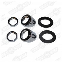 WIPER WHEELBOX BEZELS-CHROME PAIR with 8 sided nuts