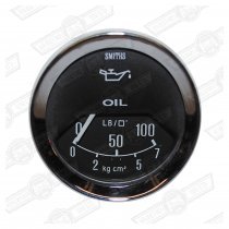 SMITHS OIL PRESSURE GAUGE 1/2 SCALE BLACK-'V' BEZEL MECHANICAL