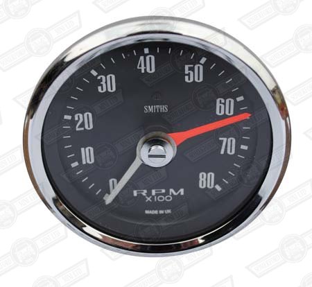 SMITHS REV COUNTER- 80mm BLACK FACE 0-8,000 RPM