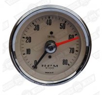 SMITHS REV COUNTER 80mm MAGNOLIA FACE 0-8,000 RPM