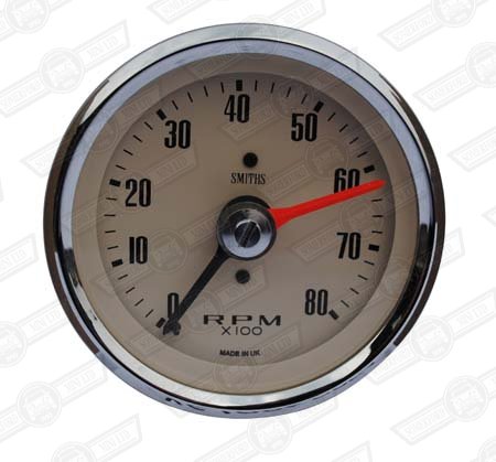 SMITHS REV COUNTER 80mm MAGNOLIA FACE 0-8,000 RPM