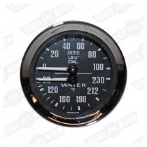 SMITHS DUAL GAUGE-OIL/WATER-BLACK FACE-VEE BEZEL