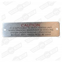 PLATE-HEATER DRAIN CAUTION-'59-'66