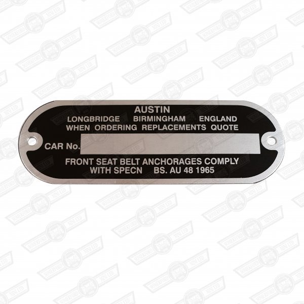 PLATE-CHASSIS NUMBER-'AUSTIN'-'65-'68