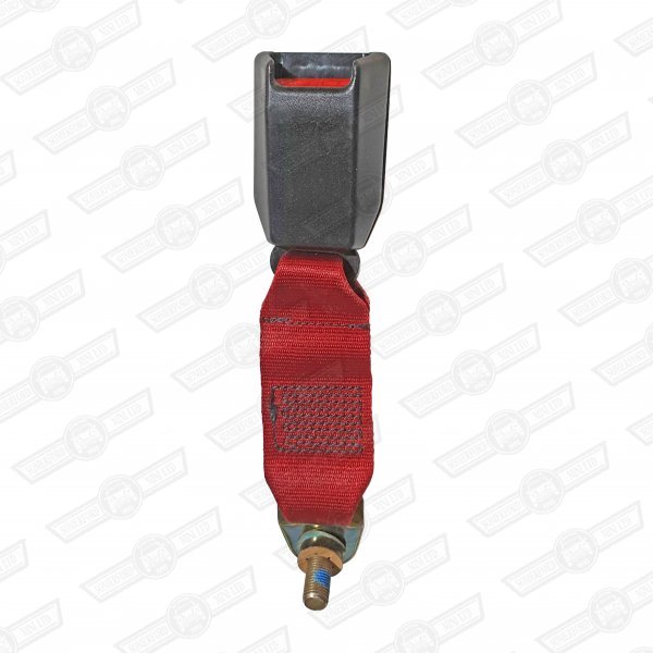 SEAT BELT-REAR-SHORT END-BLACK BUCKLE/RED WEBBING-'88-'95