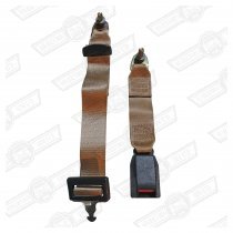 SEAT BELT-REAR LAP STRAP-COFFEE/BLACK-'80-'88