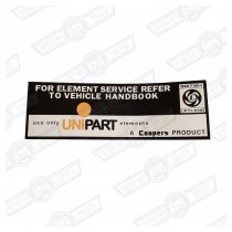DECAL-AIR FILTER-'UNIPART(COOPERS)'-'71-'75