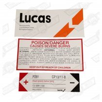 DECAL-BATTERY-'LUCAS'-'80-'90 (3 DECALS)