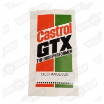 DECAL-'CASTROL GTX OIL CHANGE DUE'