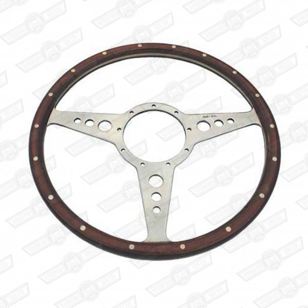 MOTOLITA STEERING WHEEL-MK3-14'' WOOD POLISHED SPOKES FLAT