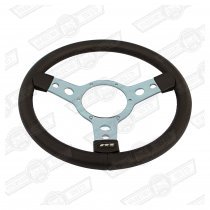 MOUNTNEY STEERING WHEEL-BLACK VINYL 13'' POLISHED SPOKES
