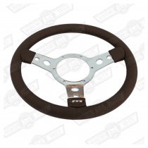 MOUNTNEY STEERING WHEEL-BLACK LEATHER-13'' POLISHED SPOKES