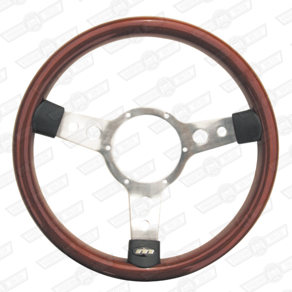 MOUNTNEY STEERING WHEEL-WOODRIM 13'' POLISHED SPOKES