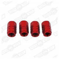 TYRE VALVE CAP-RED ANODISED SET OF 4