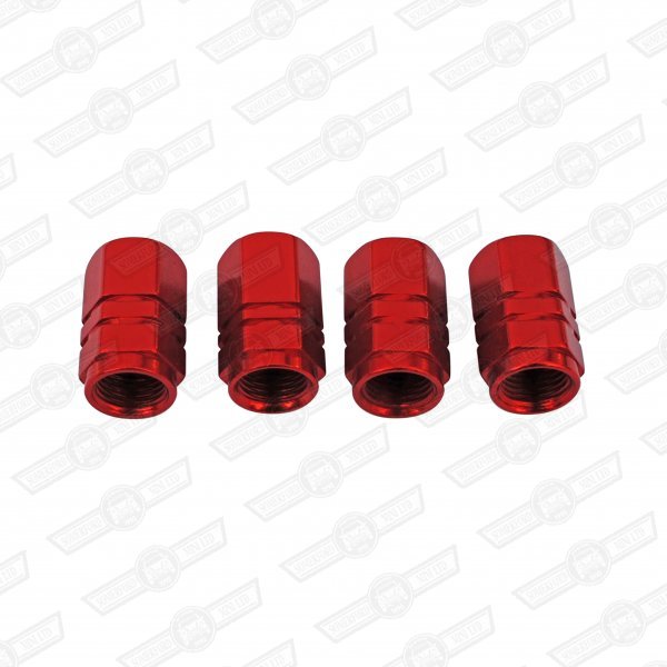 TYRE VALVE CAP-RED ANODISED SET OF 4