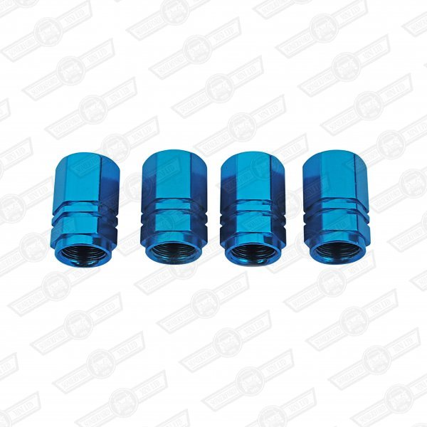 TYRE VALVE CAP-BLUE ANODISED SET OF 4