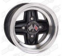 REVOLUTION 4 SPOKE 6 x 10 SILVER RIM, BLACK SPOKES