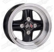 REVOLUTION 4 SPOKE 6 x 12 SILVER RIM, BLACK SPOKES