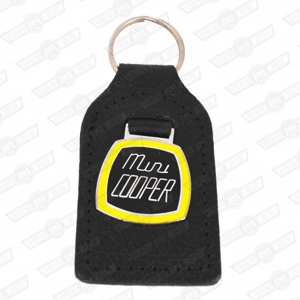 KEY FOB- BLACK LEATHER,'MINI COOPER'