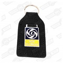 KEY FOB- BLACK LEATHER, 'MINI CLUBMAN'