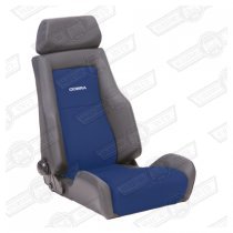 COBRA LE MANS SEAT-BLUE FABRIC CENTRE,BLACK VINYL OUTER