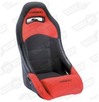 CORBEAU NEW CLUBMAN SEAT- BLACK OUTER/RED INNER, CLOTH