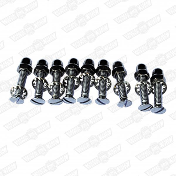 SCREW KIT- MOTOLITA BOSS. CHROME SLOTTED SCREWS,DOME NUTS