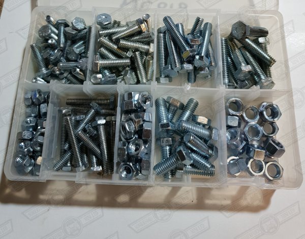 SELECTION PACK- UNC SET SCREWS AND NUTS 250 PIECES