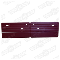DOOR LINERS-PAIR-GRENADINE RED/CHROME STRIP-1997 ON